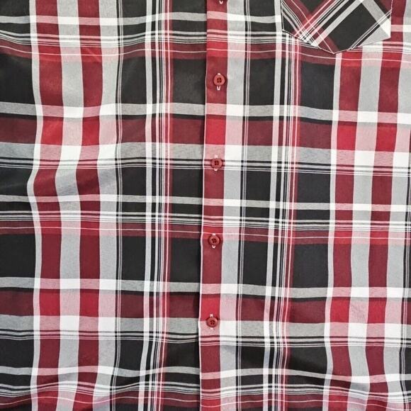 True Rock Shirt Men's 3XL Black Red Plaid Short Sleeve Button Up Pocket Y2K NWT - Picture 9 of 16